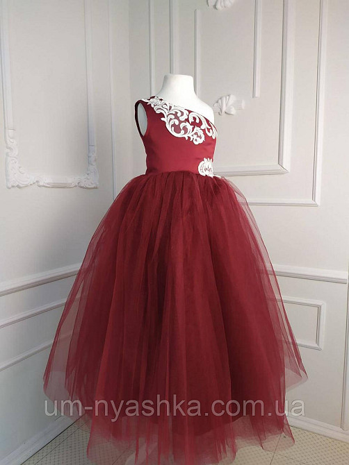 Довге ошатне бордове плаття через одне плече Кривий Ріг - фото 1