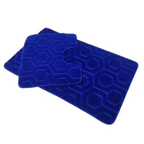 Набір килимків для ванної 2шт 60*100см+50*60см U-виріз Соти Standard синій поліпропілен Дариана Житомир - фото 8