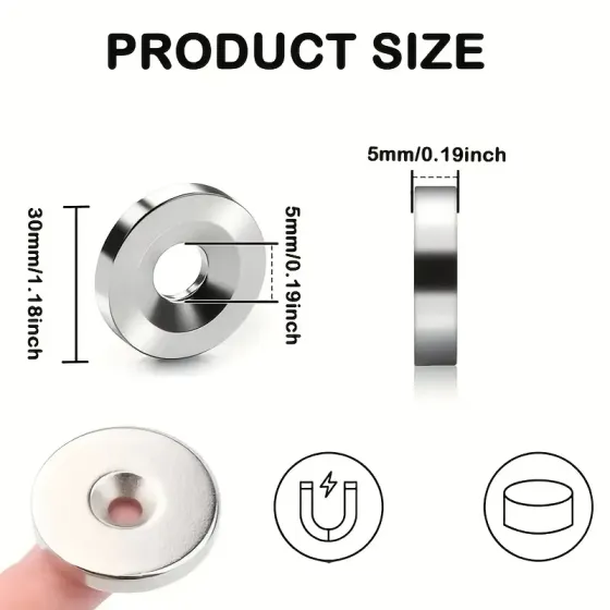 Неодимові магніти з отвором, 12×3 мм, 10 шт Київ