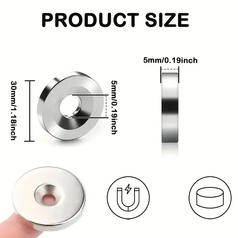 Неодимові магніти з отвором, 12×3 мм, 10 шт Київ - фото 4