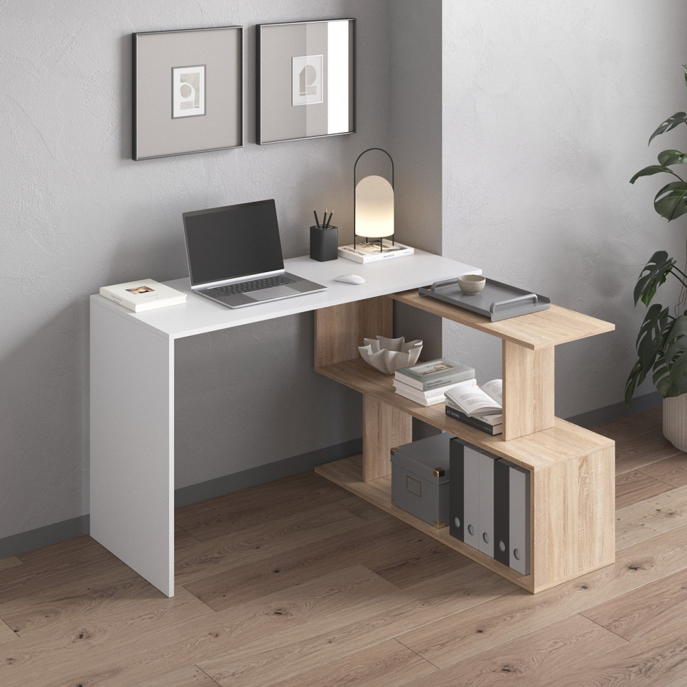 Cтол компьютерный VAYS поворотный письменный cтол трансформер M-41 Белый-Дуб Сонома Львов - изображение 1