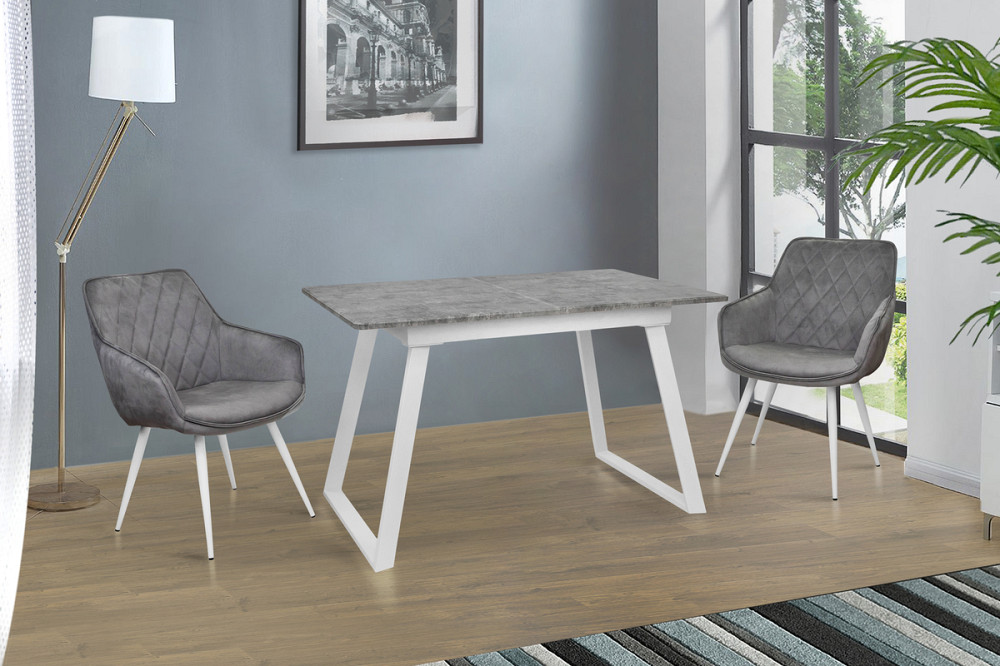 Стіл Тандем 120(+40)*75 білий метал/мрамор світл Київ - фото 7