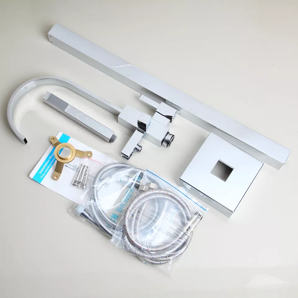 Окремий змішувач з ручною душовою лійкою у ванну, душовий гарнітур латунний Хромовий Кам'янець-Подільський - фото 2