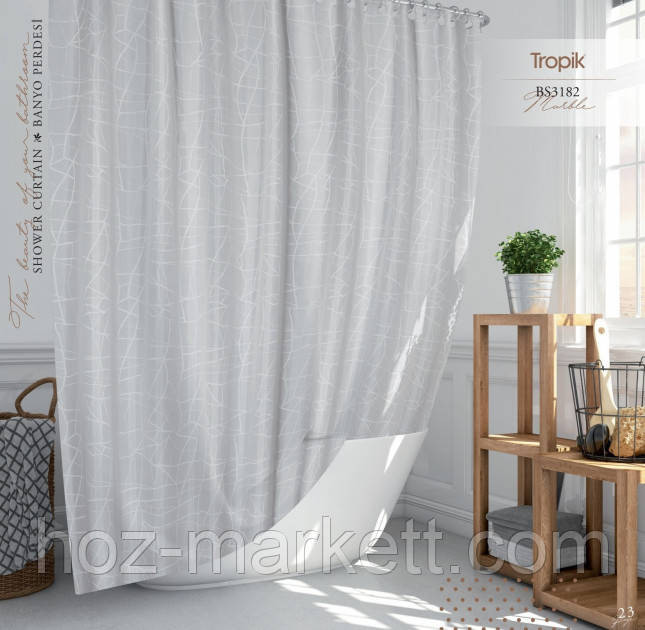 Тканевая шторка для душа Тропик 180 х 200 см Турция мрамор Харьков - изображение 1