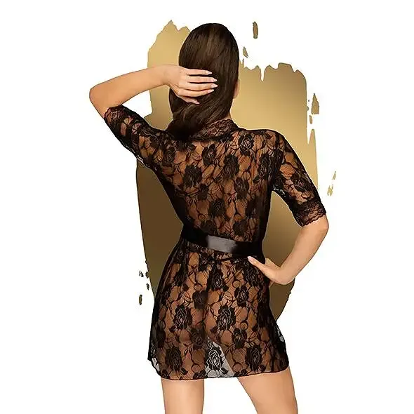 Комплект пеньюар з декором у вигляді троянд та стрінгами Penthouse - Sweet Retreat Black S/L Львів - фото 2