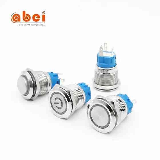 Кнопка 16мм с красной подсветкой для авто и электроники Киев