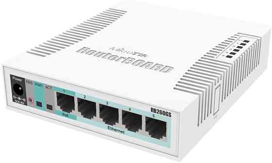 Комутатор Mikrotik RB260GS, 5 Gigabit ports and SFP cage, SwOS, plastic case, PSU Вінниця