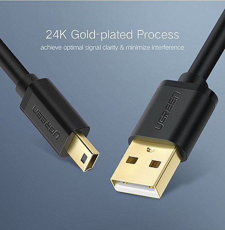 Кабель Mini USB Ugreen US132 для заряджання і передачі даних (Чорний, 0.5м) Николаев - изображение 9