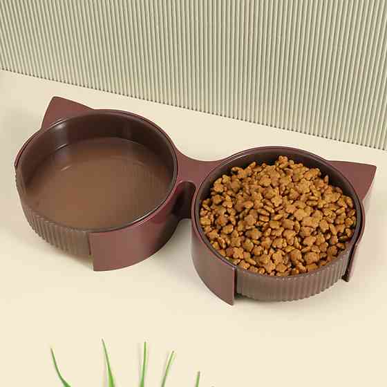 Миска Taotaopets 198807 для котов двойная с ушками Burgundy Киев