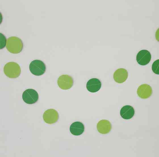 Гирлянда кружки на нитке для праздника 4 м на 6 см зеленый Киев