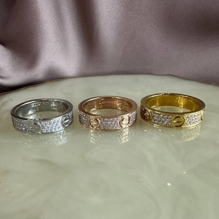 Cartier кільце LOVE з дрібним цирконієм/картоння кільце з дрібним камінням у білому золоті Одеса - фото 2
