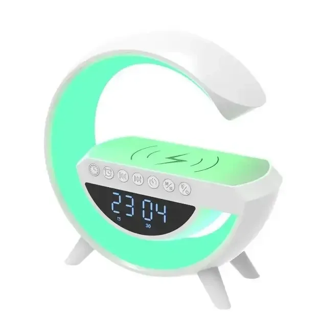 Настільна діодна лампа G-Smart BT-3401, RGB підсвічування, Bluetooth, будильник, FM радіо, бездротова зарядка Одеса - фото 5