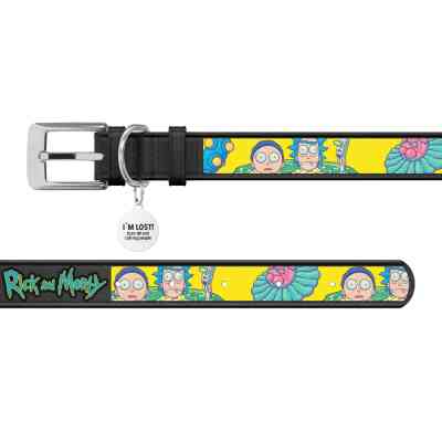 Нашийник для тварин WAUDOG Design з QR паспортом "Рік та Морті 1" Ш 25 мм Д 38-49 см чорний (3605-0280-01) Вінниця