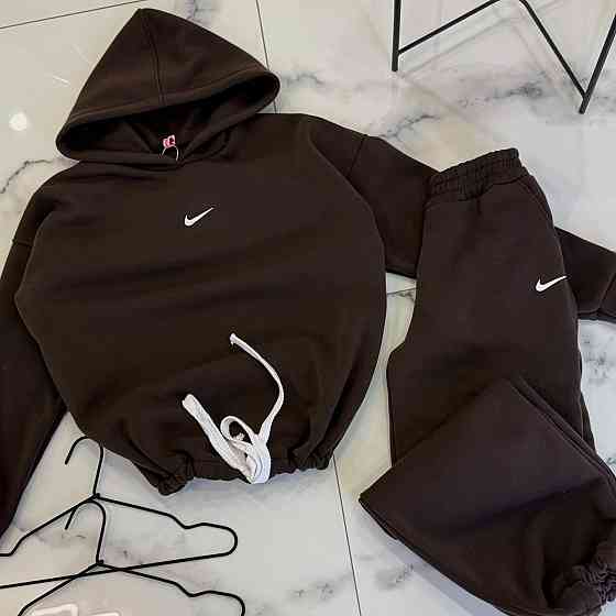 Жіночий костюм для прогулянок у спортивному стилі тринитка на флісі Шоколадний, 48/50 Одеса