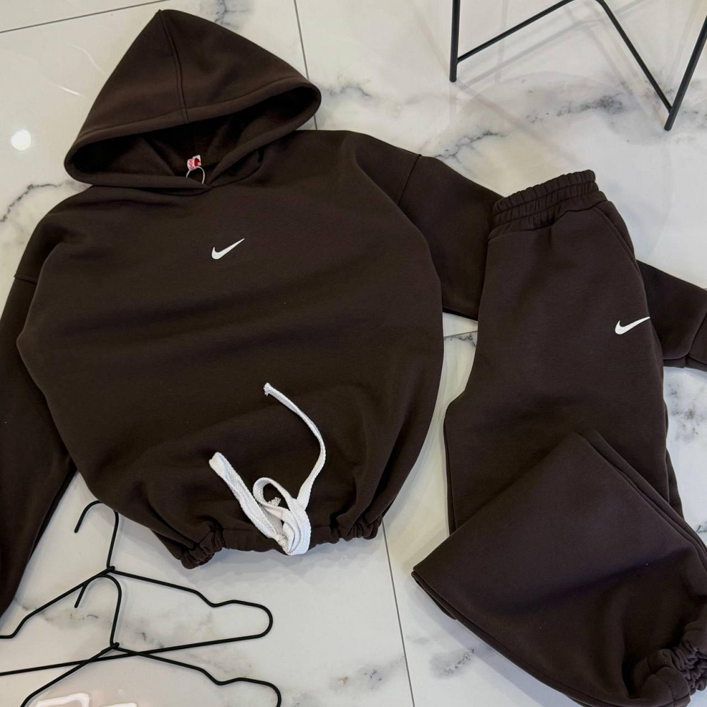 Жіночий костюм для прогулянок у спортивному стилі тринитка на флісі Шоколадний, 48/50 Одеса - фото 2