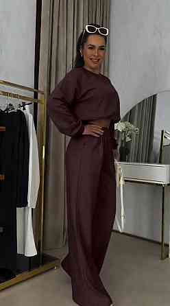 Женский прогулочный костюм двойка: кофта и штаны петля Шоколадный, 48/50 Одесса