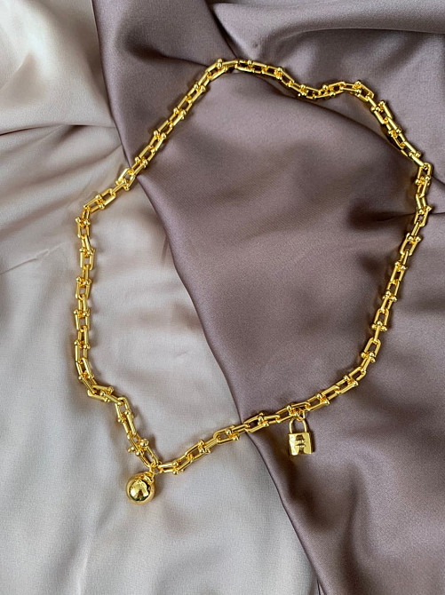 Тиффани подвеска с шариком и замочком. Позолота 18 К / упакована в мешочек Tiffany Одесса - изображение 3