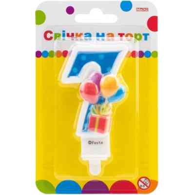 Свічка Maxi двостороння "7" із зображенням надувних кульок висотою 7,62 см (MX622069-7) Вінниця