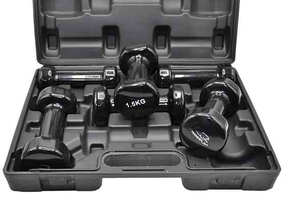 Набір гантелей для занять фітнесом вдома і в тренажерному залі в кейсі 9 кг чорного кольору Fitness Dumbells Київ