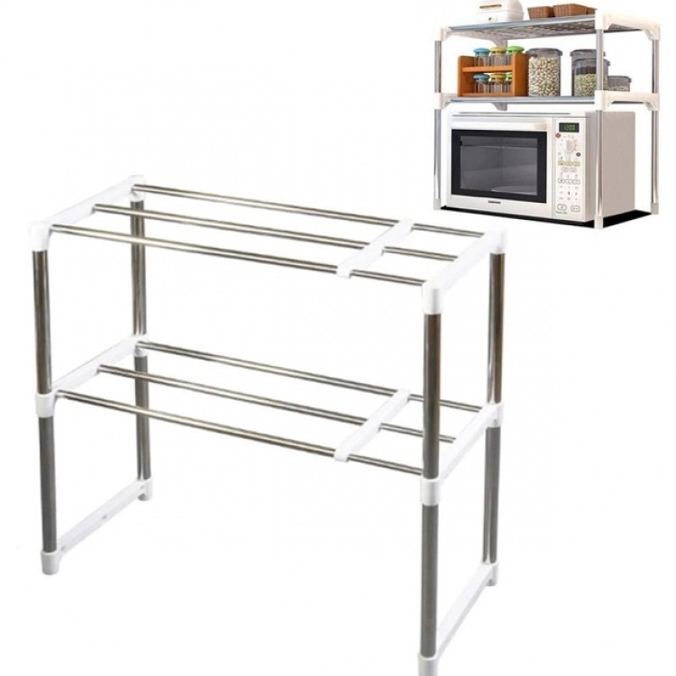 Кухонная дополнительная полочка, подставка, стеллаж под микроволновку или в шкаф раздвижная 45-85см Винница - изображение 1