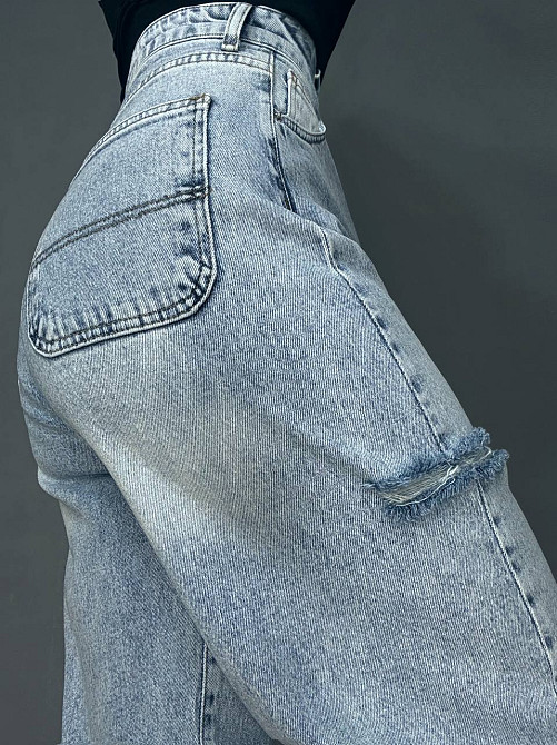 Джинси жіночі Liuzin 3110-3119 baggy comfort банани рвані стрейчеві блакитні, блакитний, 28, 28, 77 см, 106 см Київ - фото 2