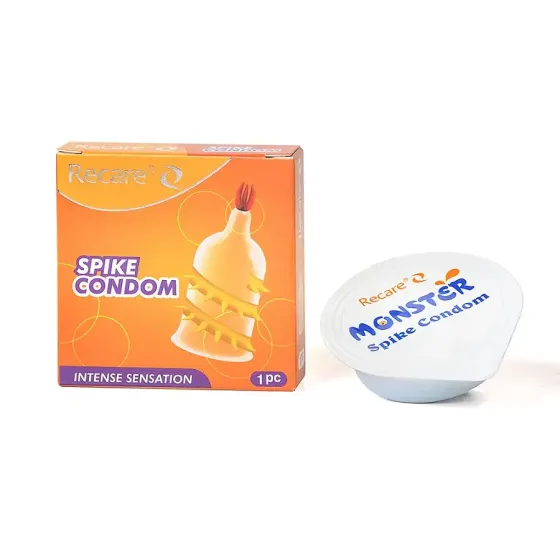Насадка на член Recare Spike Condom Yellow (презерватив с усиками и спиралью шипов) Львов