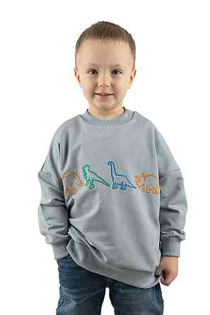 Світшот дитячий із вишивкою, двонитка світло-коричневий, сірогокитний топ Київ