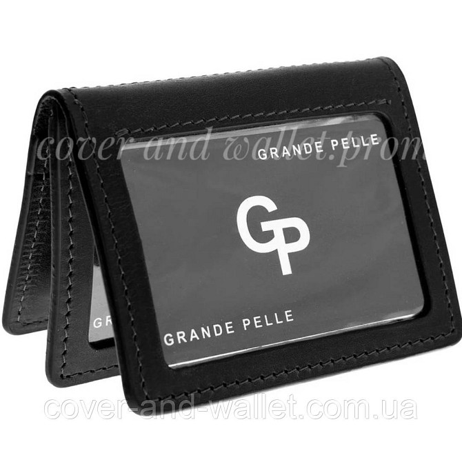 Шкіряна обкладинка на права ID паспорт з клапаном Grande Pelle Київ - фото 7