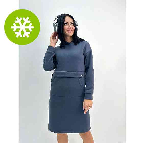 Тепле плаття-худі на флісі "Solo" оптом I Батал Київ