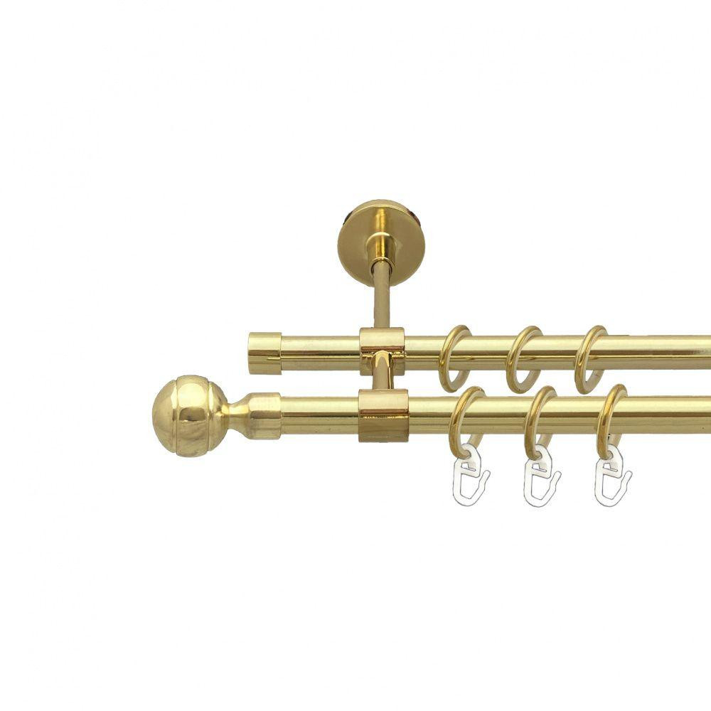 Карниз Orvit Паола металевий дворядний закритий гладка труба кільце металеве Золото 16\16 мм 160 см (00-00014575) Львів - фото 1