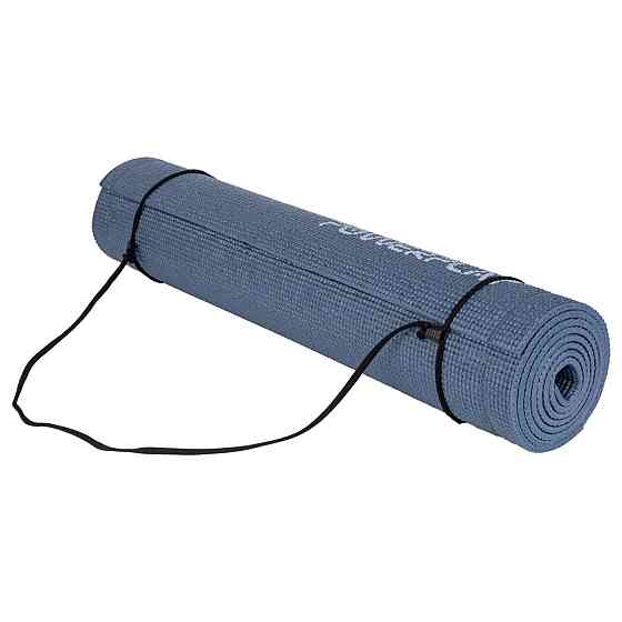 Килимок для йоги фітнесу гімнастіки каремат PowerPlay 4010 PVC Yoga Mat Синій 173см на 61см Київ