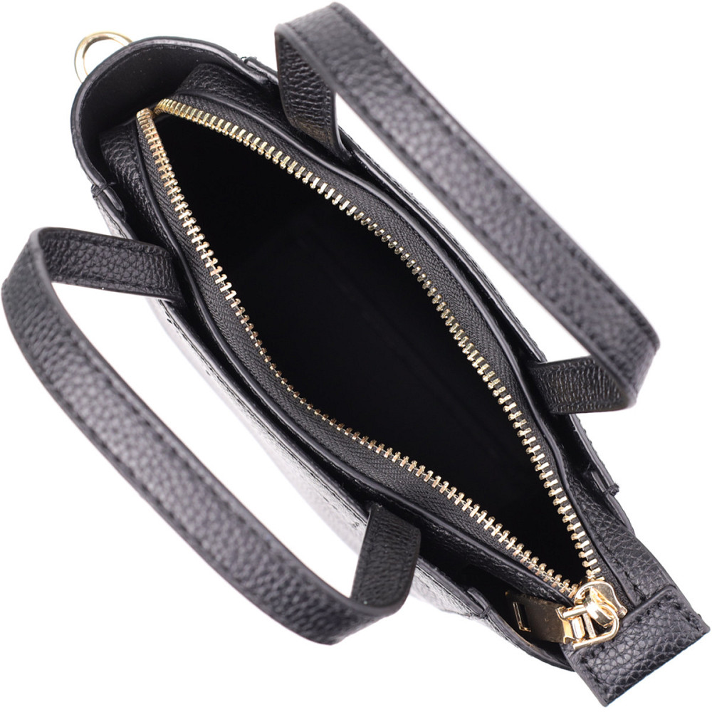 Трапецієподібна сумка для жінок з натуральної шкіри Vintage 22916 Чорний Київ - фото 7