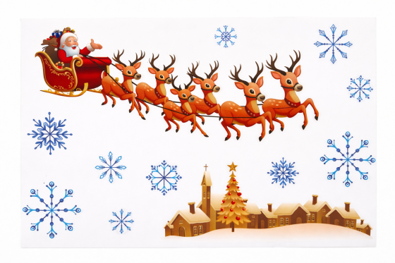 Новорічні наклейки Олені Melinera 33 на 22 см різнобарвний Київ