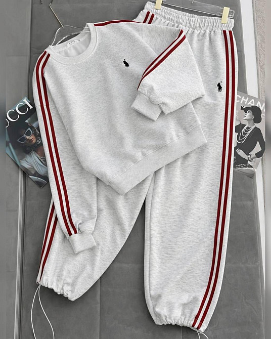 Жіночий прогулянковий костюм-двійка з лампасами турецька двонитка Меланж Одеса - фото 1