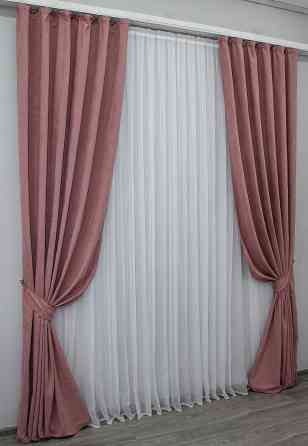 Комплект готових штор VR-Textil Мікровелюр SPARTA № 1094ш Пудровий 100х280 см 2 шт (31-909) Київ