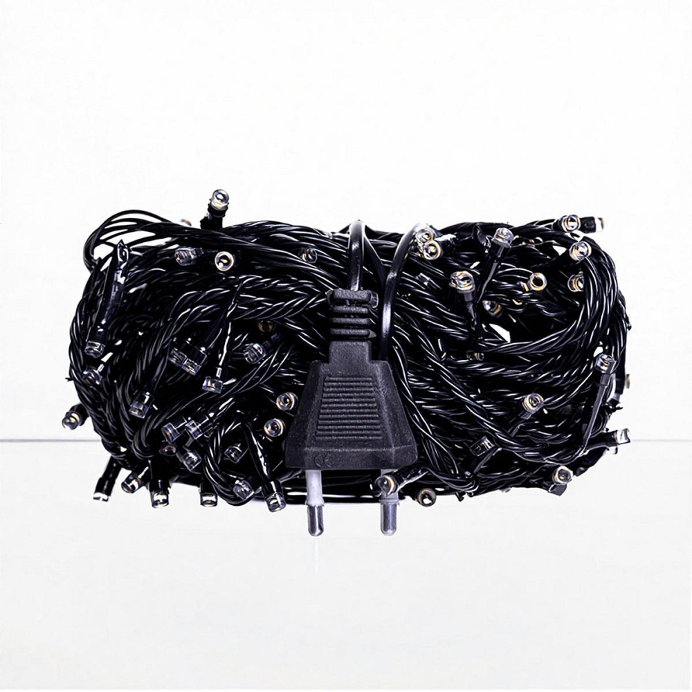 Новорічна гірлянда кімнатна нитка 18 м 180 LED кімнатна гірлянда чорний провід Жовте світло W180LED18MBY Київ - фото 5