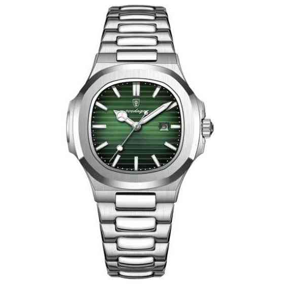 Чоловічий наручний годинник Poedagar Great Limited (Сріблястий із зеленим) Вінниця