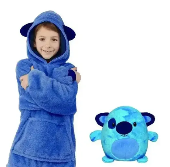 Digital Голубой Детская игрушка-толстовка плед трансформер с капюшоном и рукавами 3 в 1 Huggle Коломия