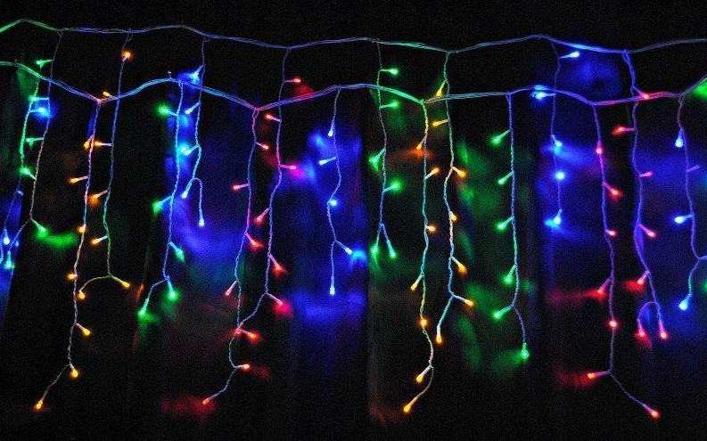 Гирлянда уличная Бахрома 5 м 120 Led (на белом проводе, с переходником) Цветная Киев - изображение 1