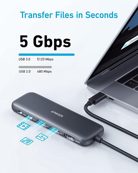 USB-хаб Anker USB-C Hub 332 5-in-1 Black (A8355H11) ( 10133 ) Харків - фото 4