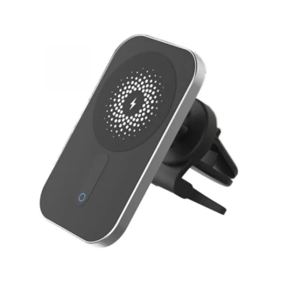 Магнітний автотримач із бездротовою зарядкою MagSafe/Qi 15 Вт, алюміній + ABS, для iPhone та смартфонів Київ