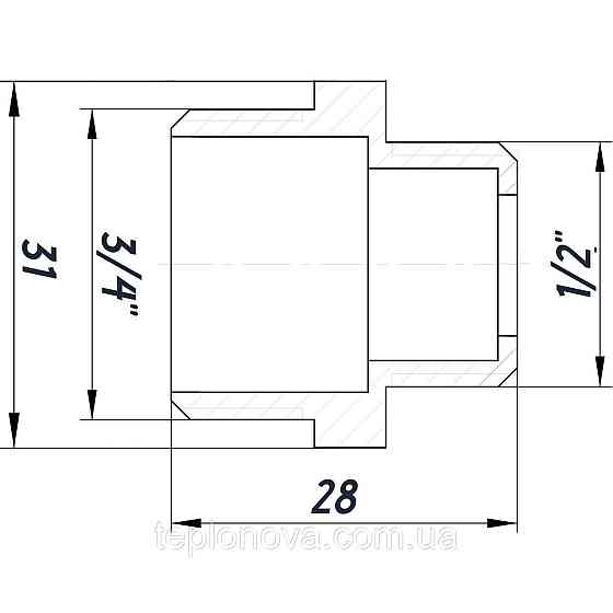 Ніпель редукційний 3/4| х1/2"Н нікельований під прокладку NN432G OPTIMUM Чернівці