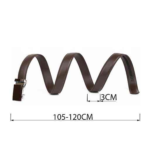 Ремень мужской c прямоугольной пряжкой Vintage 20311 Коричневый Киев