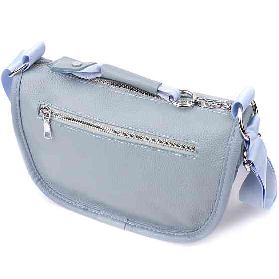 Интересная полукруглая сумка для женщин из натуральной кожи Vintage 22908 Серо-голубой Киев