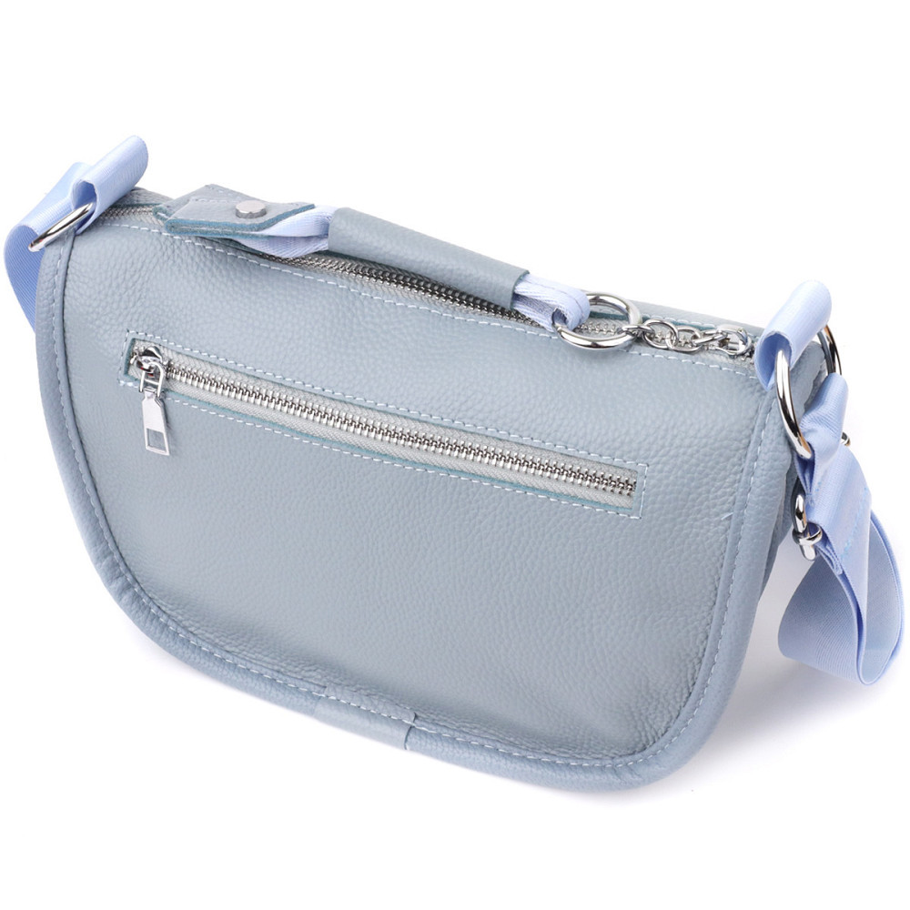 Цікава напівкругла сумка для жінок з натуральної шкіри Vintage 22908 Сіро-блакитний Київ - фото 2