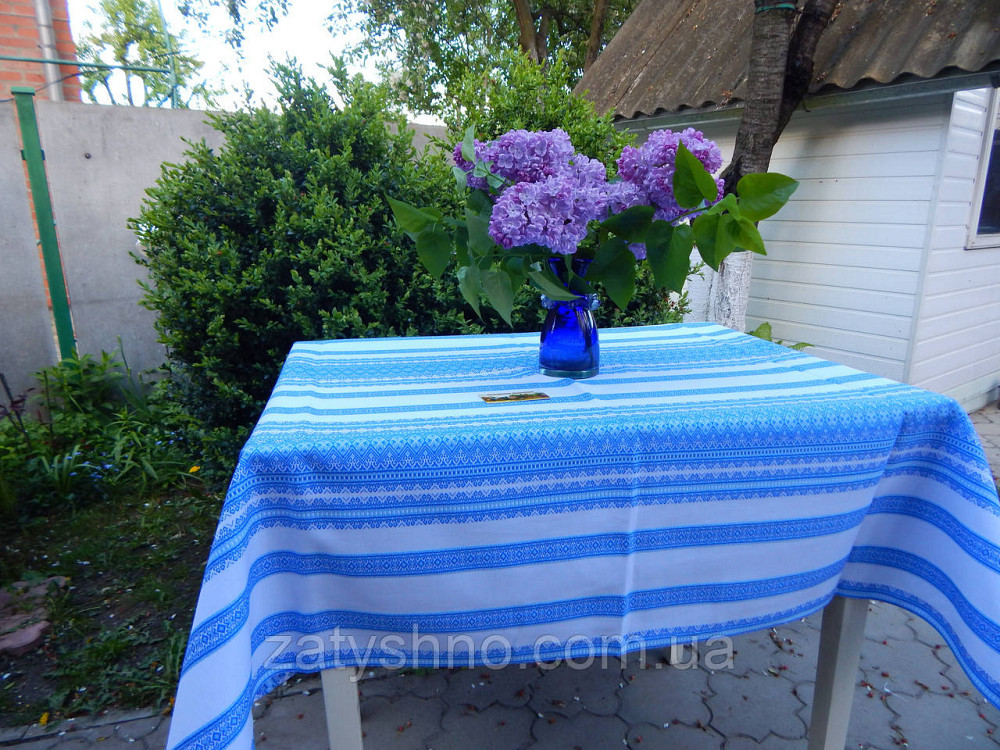 Вишита блакитна скатертинка Київ - фото 2