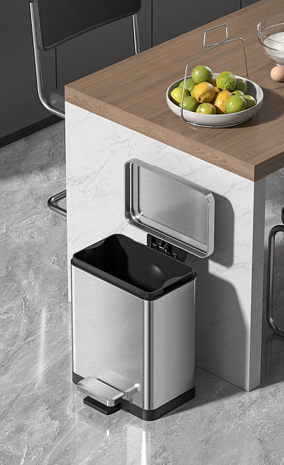 Прямоугольное мусорное ведро 6 л с плавным закрытием Koer TC-010306-02, цвет нержавейка (KR5600) Харьков - изображение 15