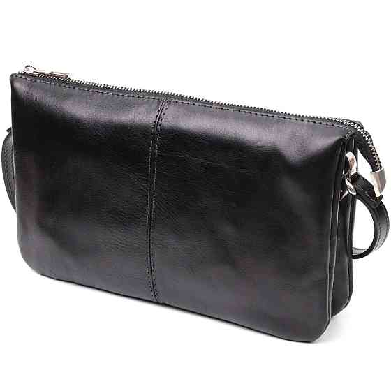 Розкішний жіночий клатч із натуральної шкіри GRANDE PELLE 11657 Чорний Київ