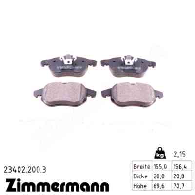 Гальмівні колодки ZIMMERMANN 23402.200.3 Вінниця