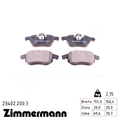 Гальмівні колодки ZIMMERMANN 23402.200.3 Вінниця - фото 1